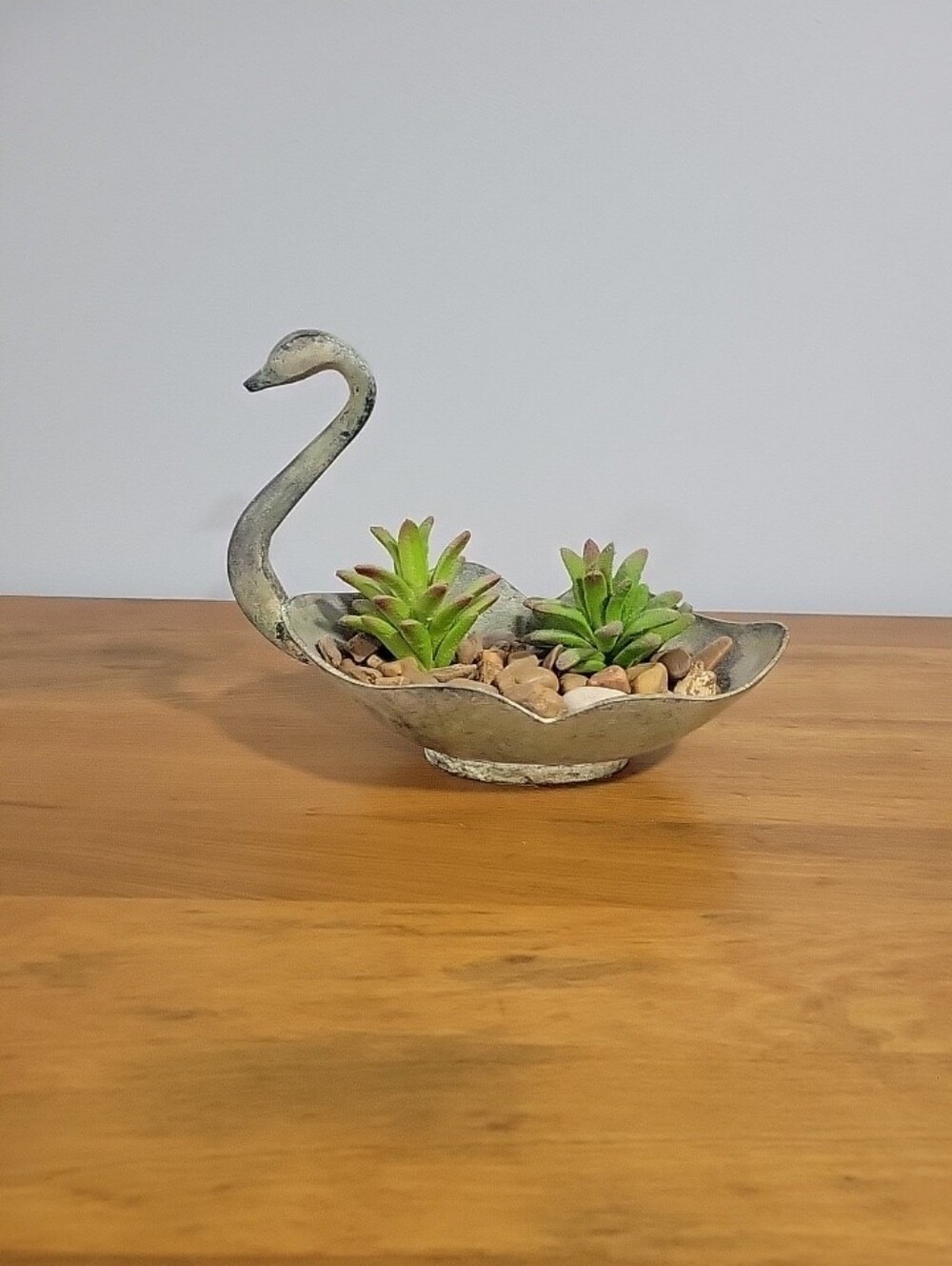 Metal Swan Dish Petina Soap Succulent Trinket